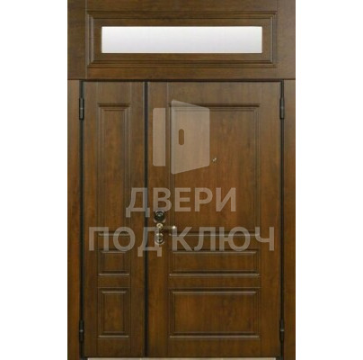 Железная парадная дверь с фрамугой ДПК-12473